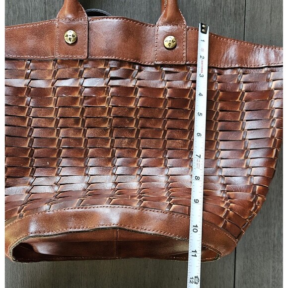 Patricia Nash Emiliano Woven Rust Brown Leather Tote Purse Crossbody Strap - Picture 9 of 14